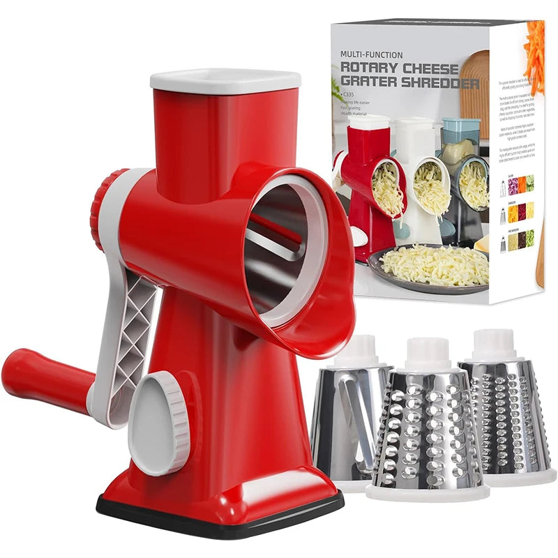 ChefMaster™ 3-in-1 Rotary Grater – Slice, Shred & Grind Cheese, Veggies & Nuts
