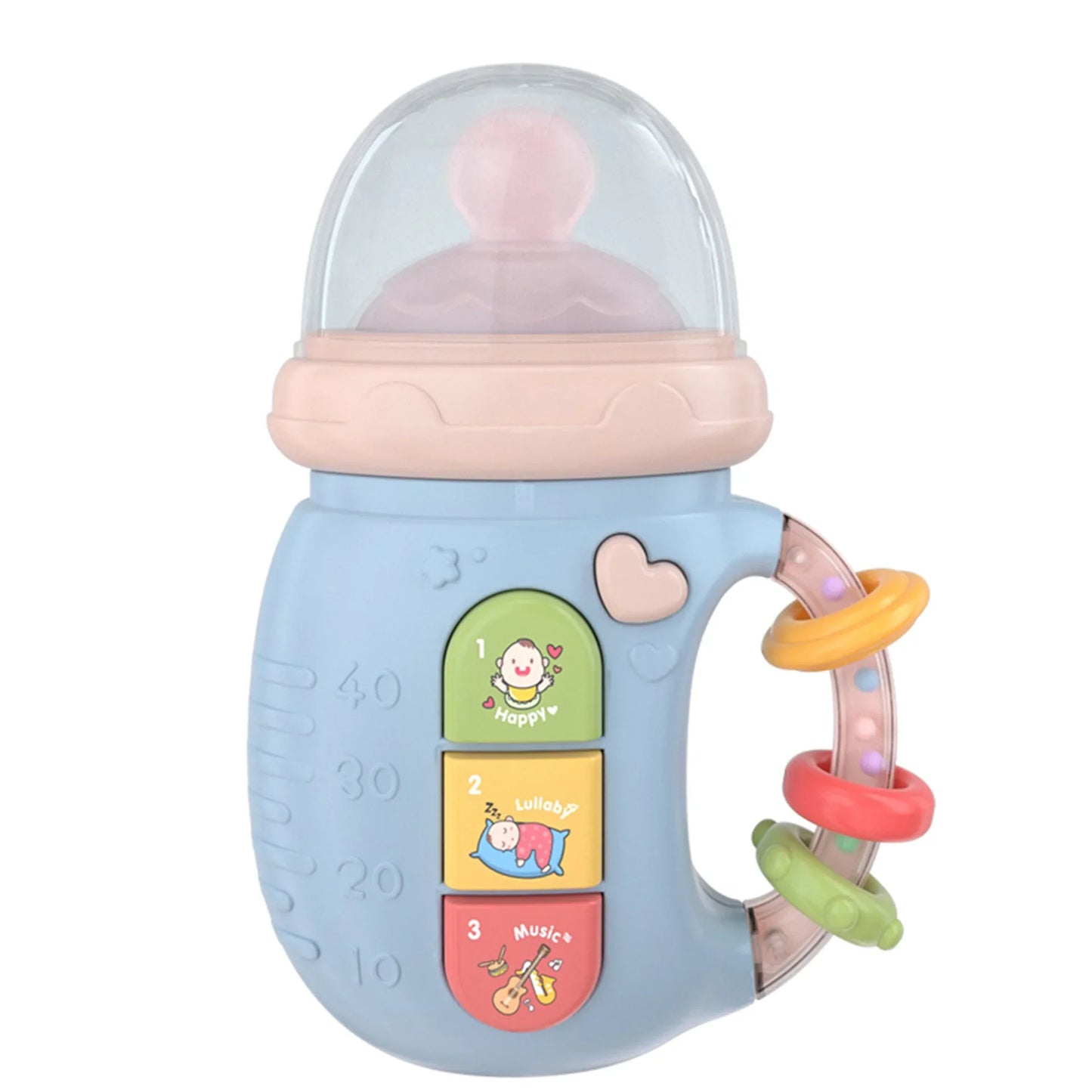 SnuggleSip™ – Soft Silicone Bottle Toy with Soothing Sounds & Teether