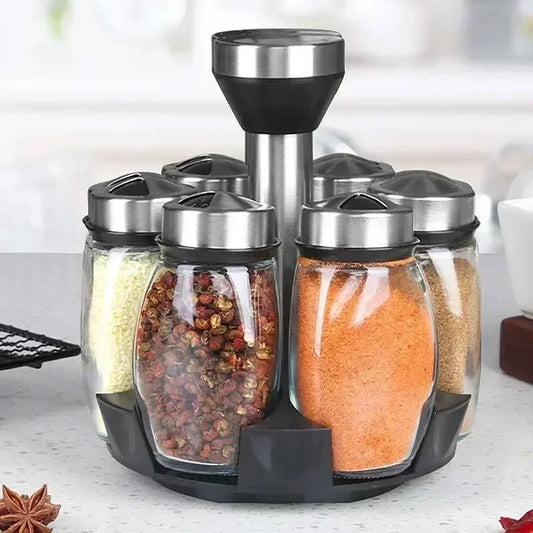 ClearFlavour™ Spice Organizer – Glass Jar & Salt Shaker Set