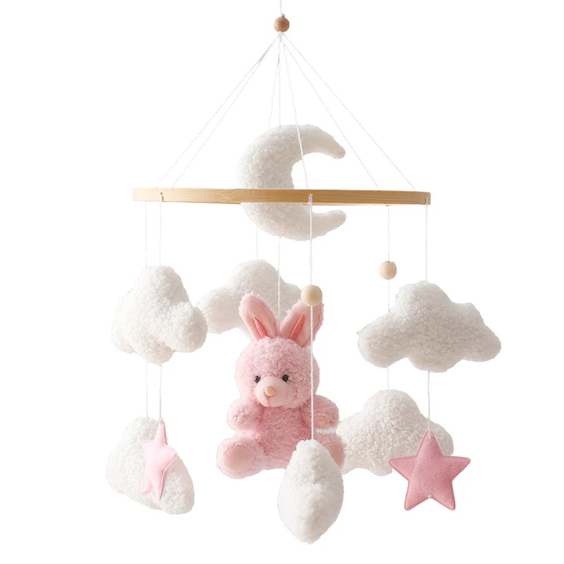 Velvet Bear Dreams™ - Wooden Baby Cot Mobile with Music Box