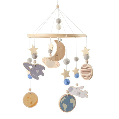 Velvet Bear Dreams™ - Wooden Baby Cot Mobile with Music Box