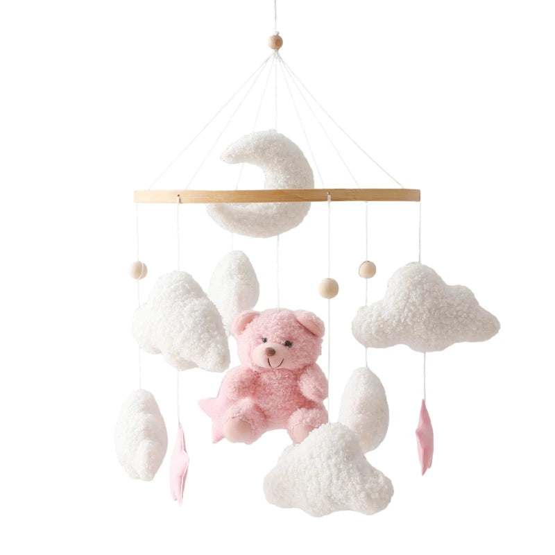 Velvet Bear Dreams™ - Wooden Baby Cot Mobile with Music Box