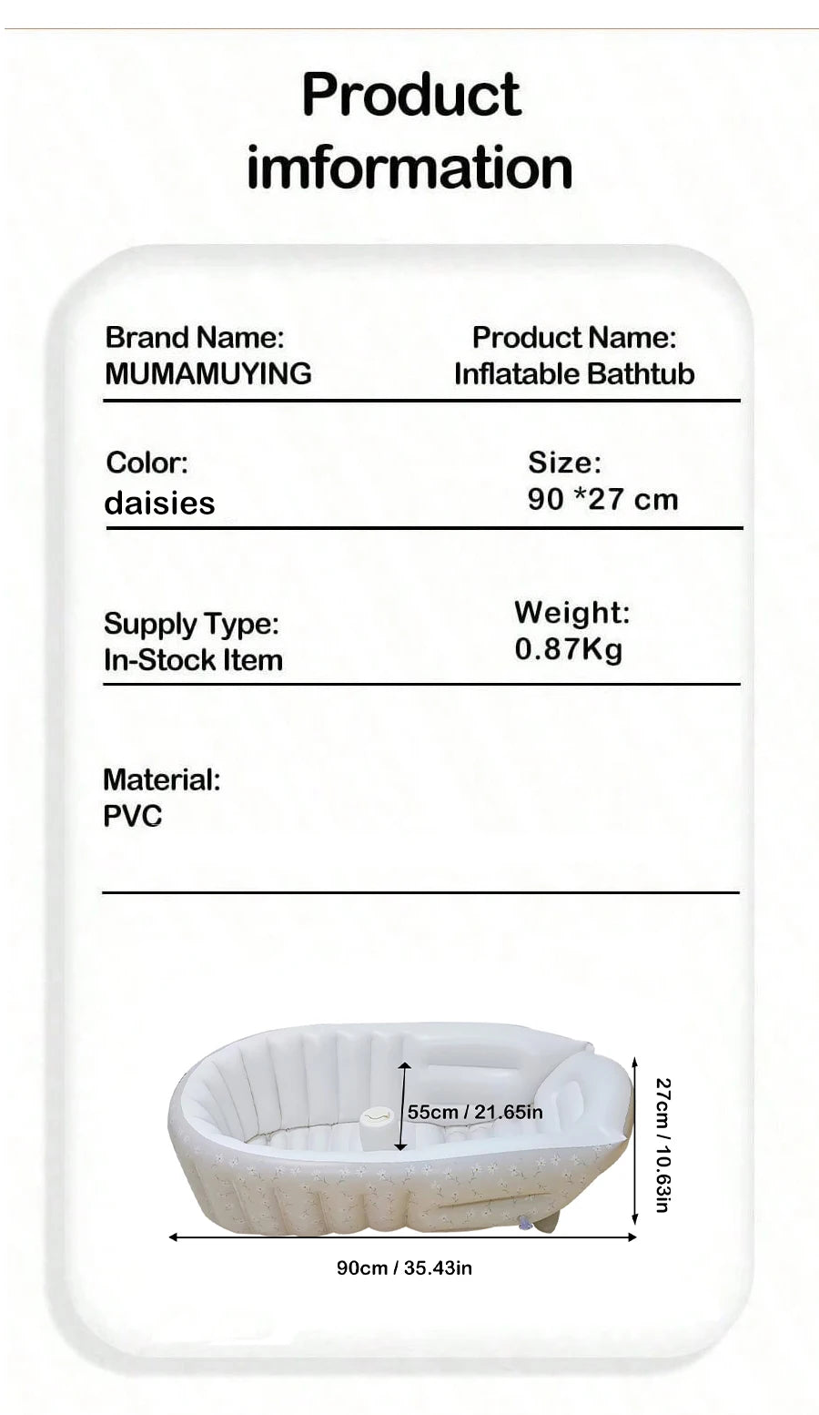 SoftSplash Baby – Inflatable Bath Tub with Back Support