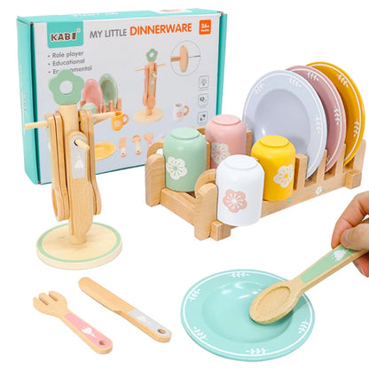 Woodland Kitchen™ Toddler Play Set – Montessori-Inspired Plates, Dishes & Accessories