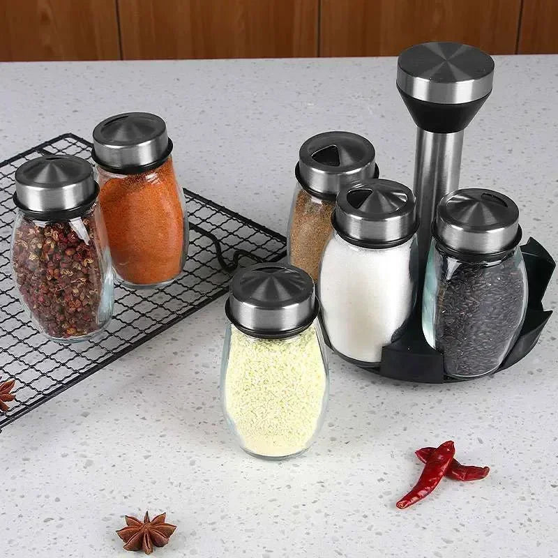 ClearFlavour™ Spice Organizer – Glass Jar & Salt Shaker Set