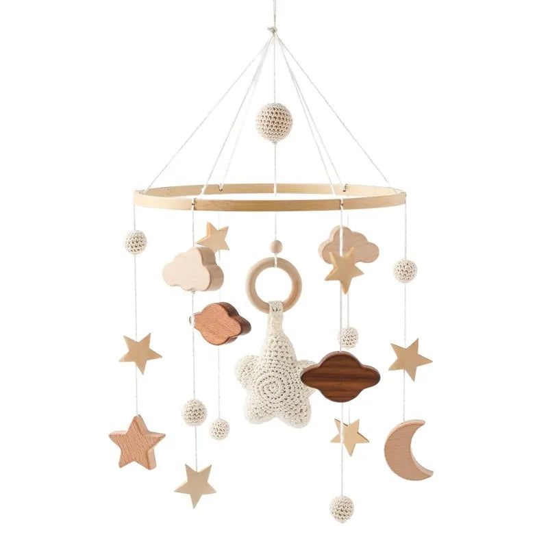 Velvet Bear Dreams™ - Wooden Baby Cot Mobile with Music Box