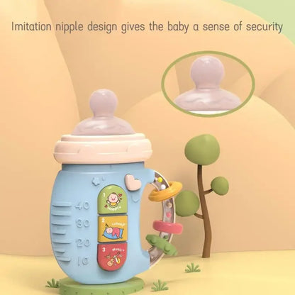 SnuggleSip™ – Soft Silicone Bottle Toy with Soothing Sounds & Teether
