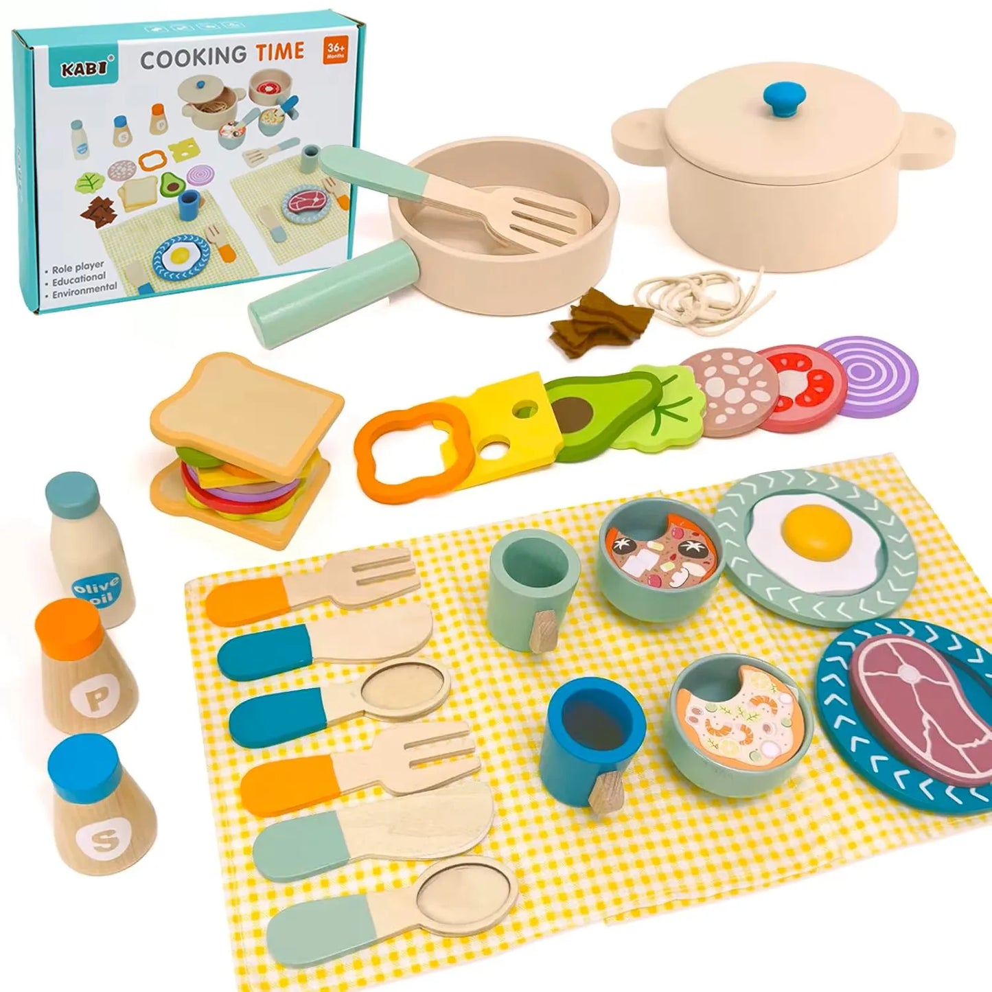 Woodland Kitchen™ Toddler Play Set – Montessori-Inspired Plates, Dishes & Accessories