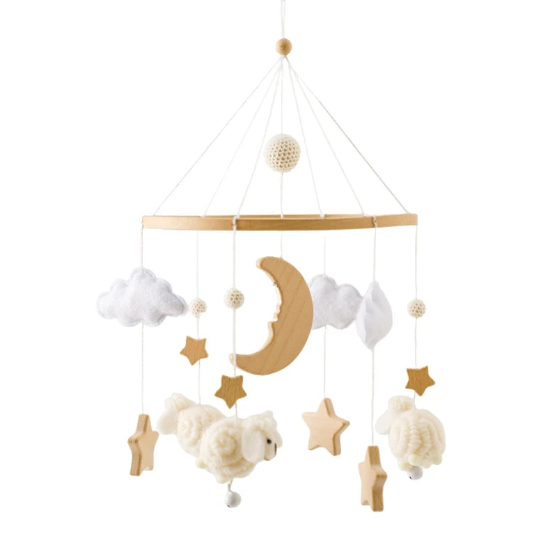 Velvet Bear Dreams™ - Wooden Baby Cot Mobile with Music Box