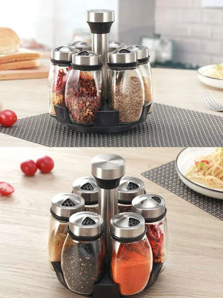 ClearFlavour™ Spice Organizer – Glass Jar & Salt Shaker Set