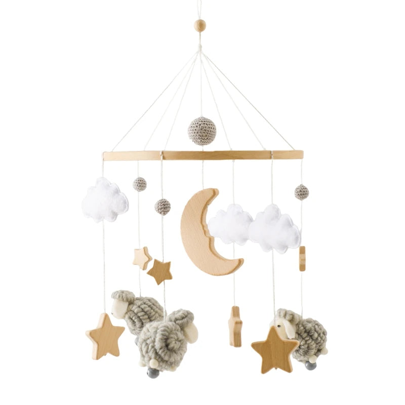 Velvet Bear Dreams™ - Wooden Baby Cot Mobile with Music Box