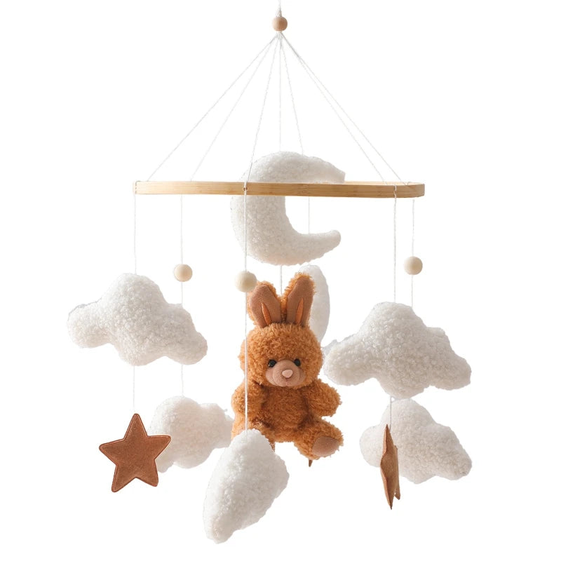 Velvet Bear Dreams™ - Wooden Baby Cot Mobile with Music Box