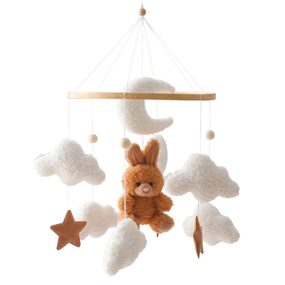 Velvet Bear Dreams™ - Wooden Baby Cot Mobile with Music Box