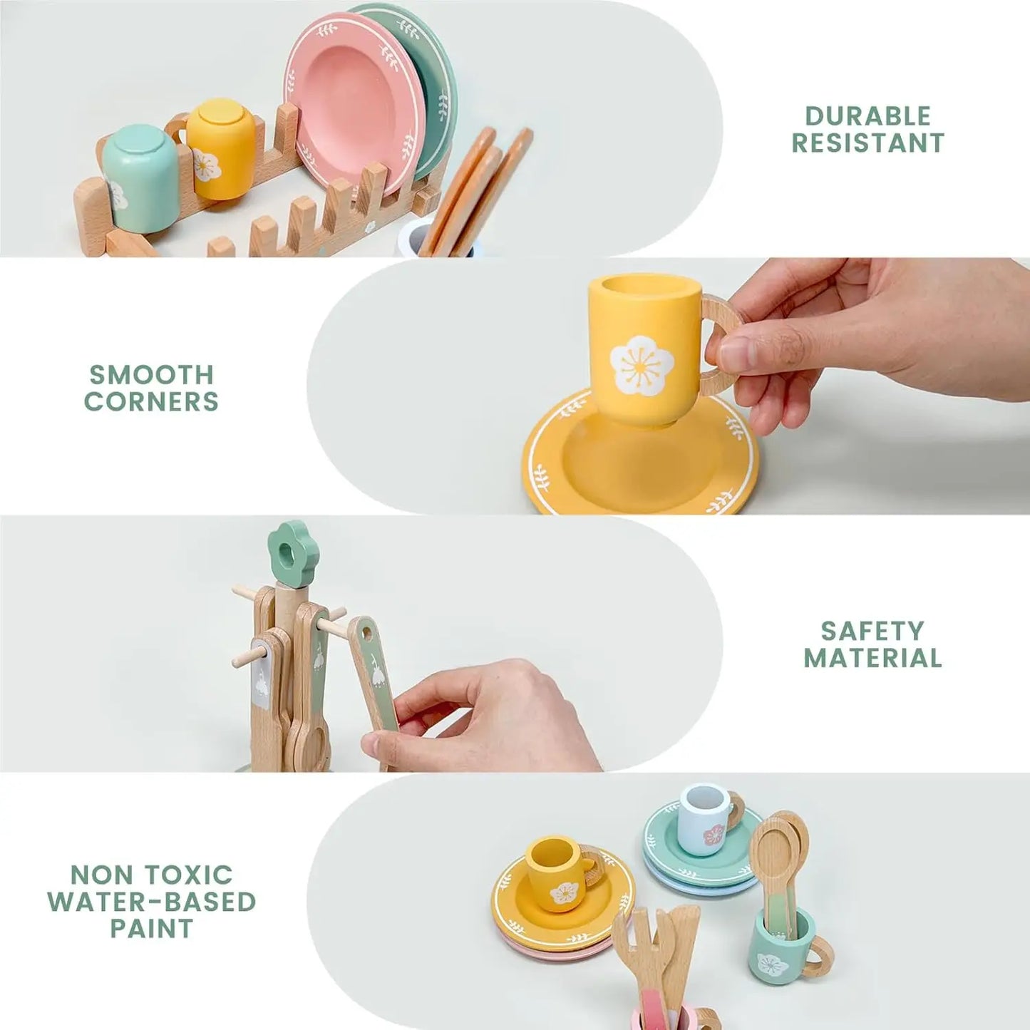 Woodland Kitchen™ Toddler Play Set – Montessori-Inspired Plates, Dishes & Accessories