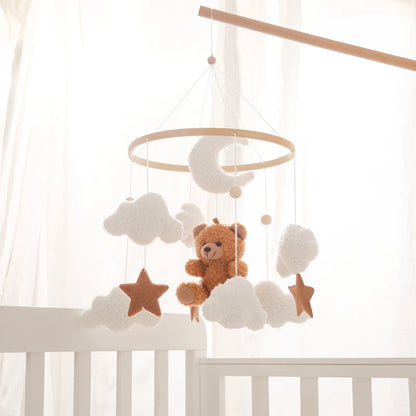 Velvet Bear Dreams™ - Wooden Baby Cot Mobile with Music Box