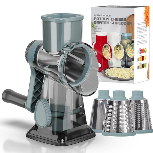 ChefMaster™ 3-in-1 Rotary Grater – Slice, Shred & Grind Cheese, Veggies & Nuts
