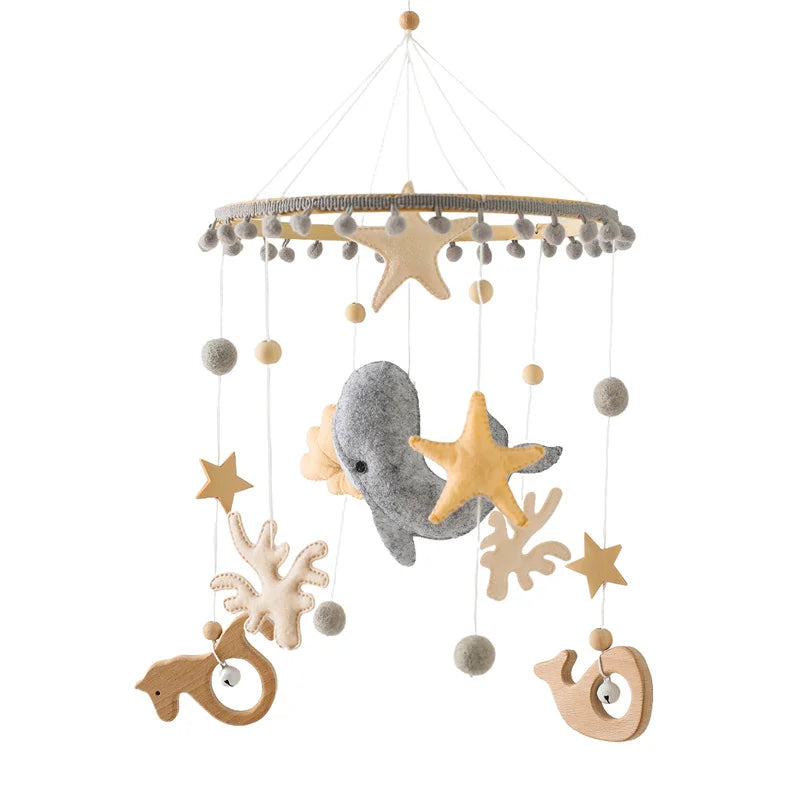 Velvet Bear Dreams™ - Wooden Baby Cot Mobile with Music Box